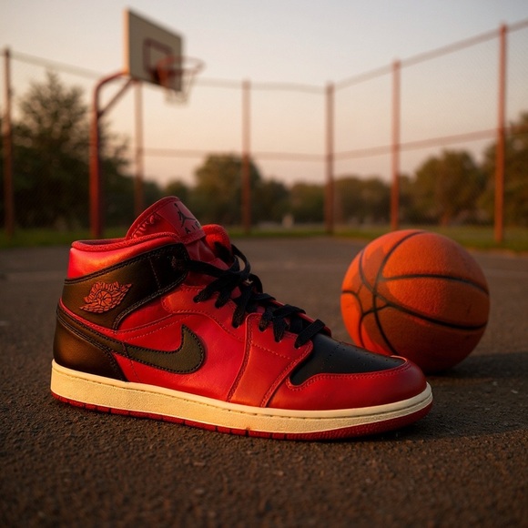 Air Jordan 1 Mid Shoes "Reverse Bred" Gym Red Black White 554724-660 Men's 12 - Picture 1 of 7